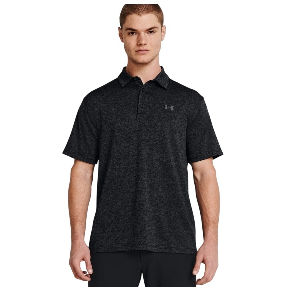 Under Armour Mens Playoff Polo Shirt Small Black Heathered Short Sleeve Loose